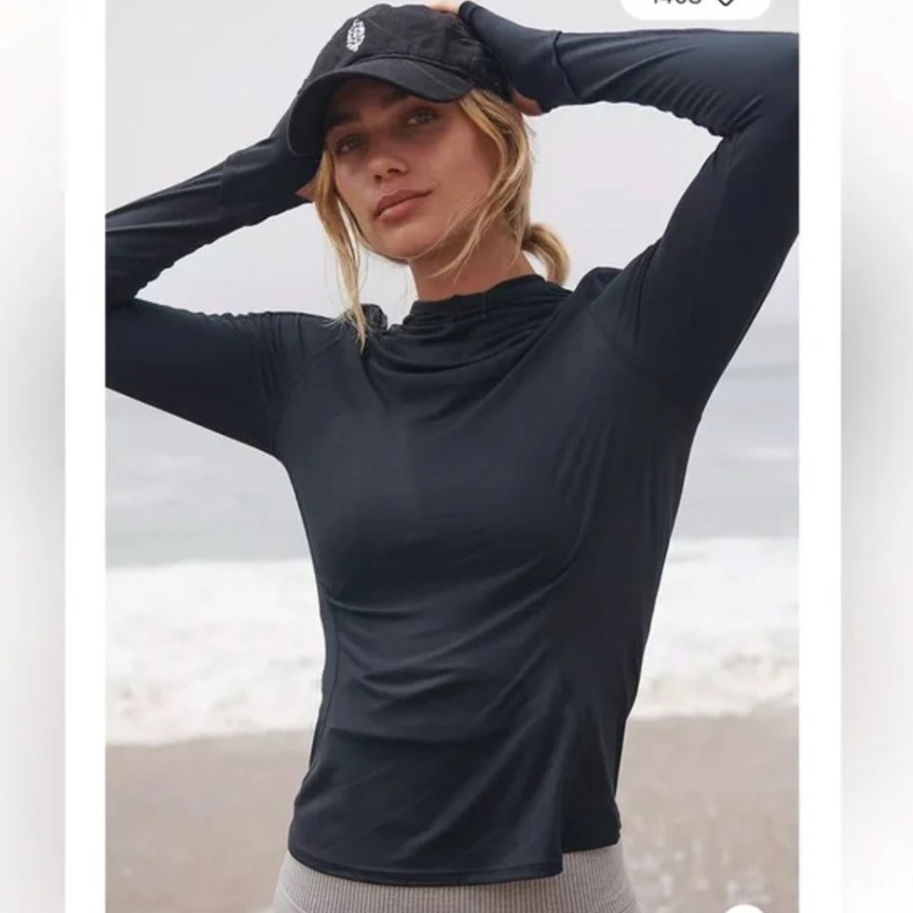 Free People Black Layer Hoodie Size S